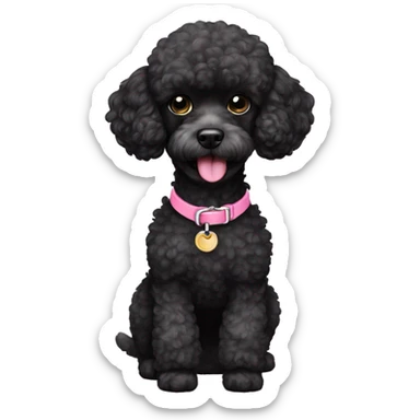 black toy poodle pink collar sticker
