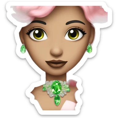 Beautiful bling girl with green eyes and pink lips  sticker