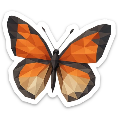 illustration of a butterfly made of geometric shapes in polygonal style sticker
