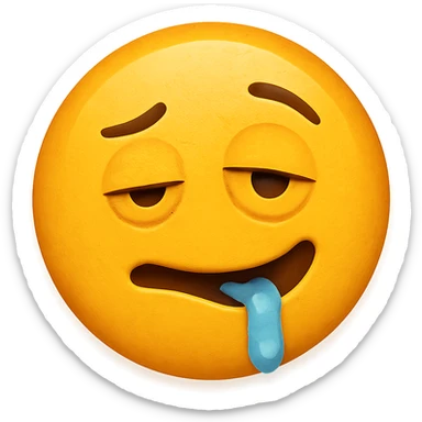 yellow face with one eye half-closed and drooling, drunk expression sticker