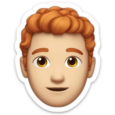 Man square face sculpted cheekbones sharp jaw blue eyes neat red hair sticker