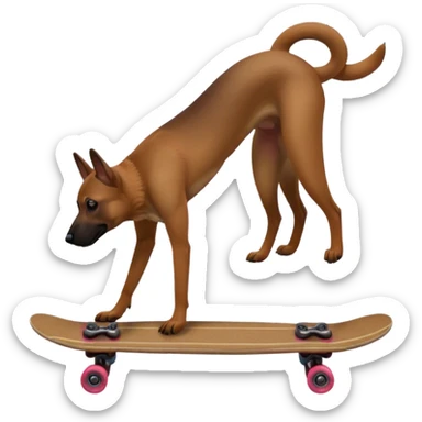 Belgian Malinois doing a handstand on a skateboard sticker