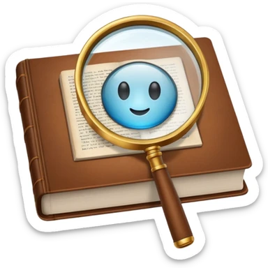 a magnifying glass over a book sticker