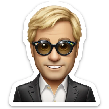 elton john wearing feather glasses sticker