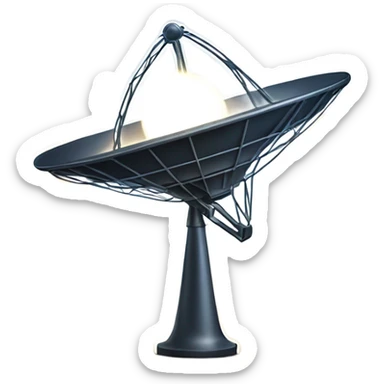 A sleek satellite dish icon emitting curved signal waves, surrounded by glowing accents to signify six months of loyal membership sticker
