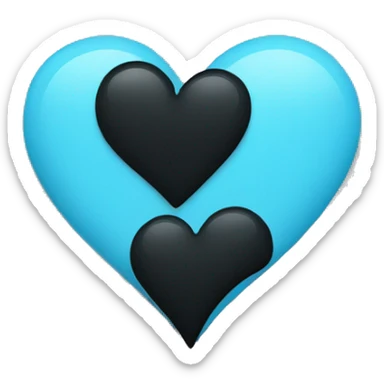 Half black and baby blue heart sticker