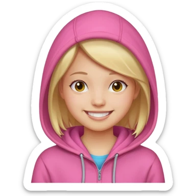 a portrait of girl wear pinkhoodie sticker