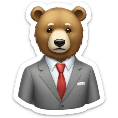 un oso con traje de empresario llorando sticker