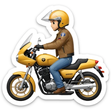 Man riding yamaha suzuki fiero motorcycles  sticker