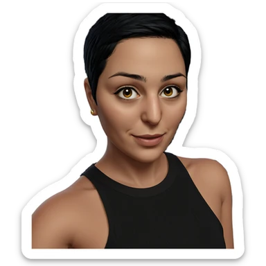 smiling girl with short black hair sticker