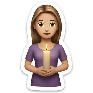 white girl lights a candle with brown hair sticker