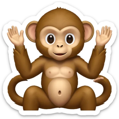 Monkey Showing his waist using both hands keeping the hand above the thighs  sticker