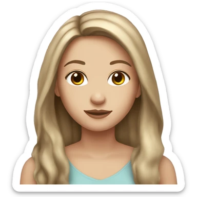 White girl with long light brown hair and brown eyes sticker