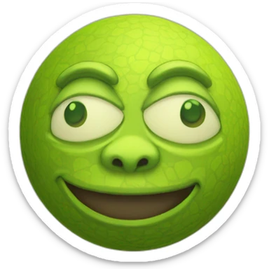 3d sphere with a cartoon Shreck skin texture sticker