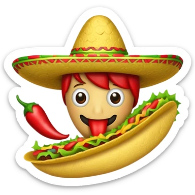 Chili pepper eating a taco sticker
