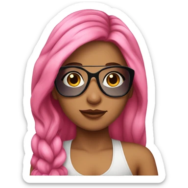 Latina-girl-sunglasses-pink-hair sticker