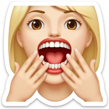 Hands opening mouth sticker