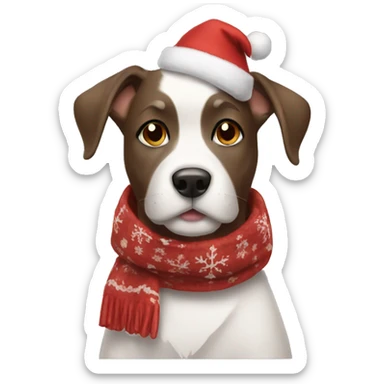 Dog wearing holiday scarf sticker