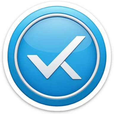 A check mark in a completely blue circle like a max sticker