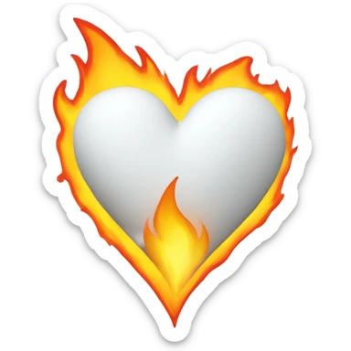 White heart with fire around it sticker