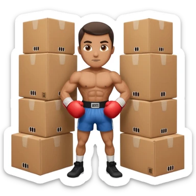 Can you make a man who is a boxer made square cardboard boxes sticker