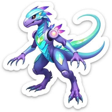 Shiny Futuristic Celestial Magical Ethereal Godly Divine Pastel-Nebula-Fakemon-Pokemon-Digimon-Spectrobes-Raptor-fusion, full body sticker