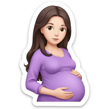 Brunette long hair lady with light purple clothes pregnant sticker