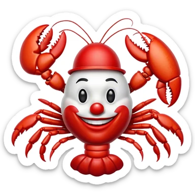 Lobster head with clown makeup sticker