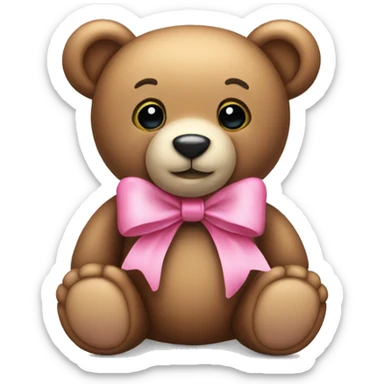 teddy bear with a pink bow sticker