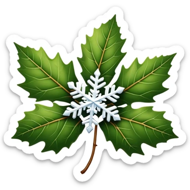 Mulberry leaf and snowflake  sticker
