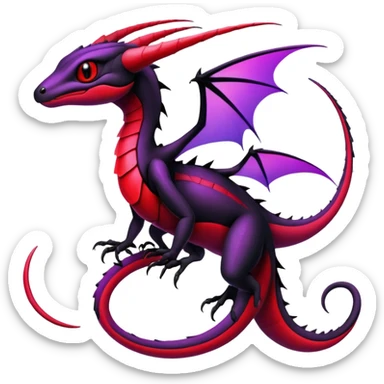 Colorful Neon Black and red and purple Gothic Edgy Tropical Flygon-Aurorus-Salandit-Amaura-Hybrid-Creature sticker