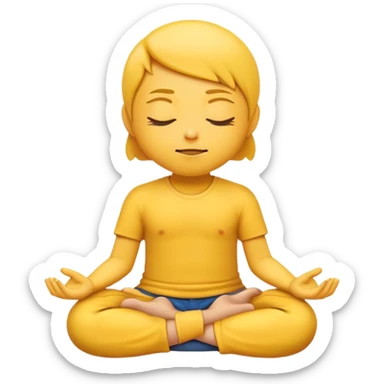 yellow emoji meditating, sitting cross-legged, peaceful expression sticker