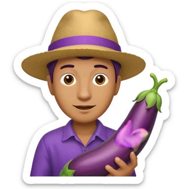 Man and long eggplant sticker