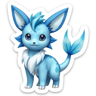 Kawaii Vaporeon-Glaceon-Pokemon-Digimon-hybrid, full body, 4 legs sticker