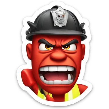 really angry devil firefighter  sticker
