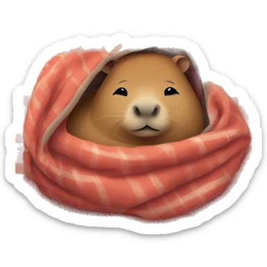 capybara sleeping cozy in blanket  sticker