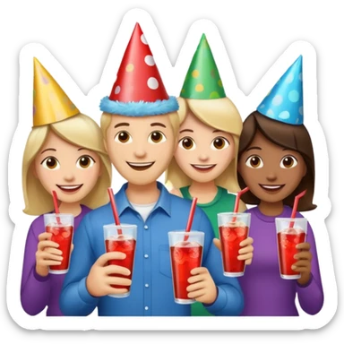 A group of hungry people having soda. sticker