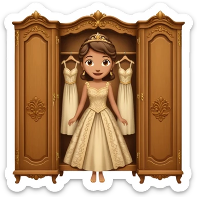 The characters in the fairy tale "Beauty and the Beast" are transformed into a wardrobe lady by magic sticker