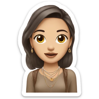 Brunnete Chanel Asian Girl with Birkin bag and Chanel necklace sticker