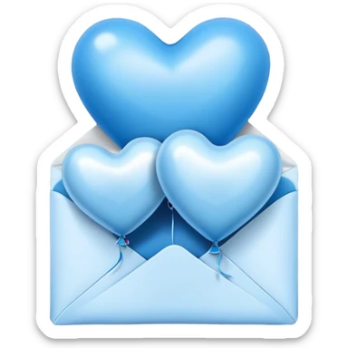 dark blue love letter in pastel blue and perl metallic heart-shaped balloons sticker