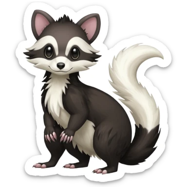 Trico-Sergal-Skunk-Ferret-Furret-Marsupial-Vernid-fusion-Fakemon-animal-hybrid-creature, full body sticker