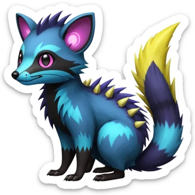 Edgy punky gothic dark gloomy colorful neon dusky Civet-Electrike-Manectric-Genet-Furret-Fakemon-Pokémon-fusion-creature  sticker
