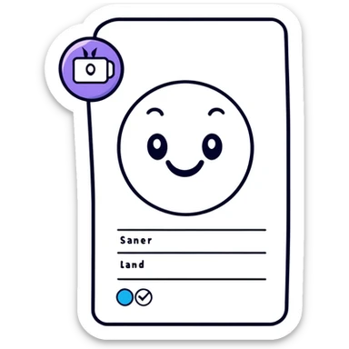 playful CRM contact card with a happy face and sparkles sticker