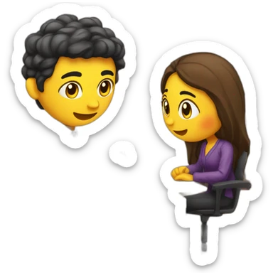 chico y chica estudian en un escritorio sticker