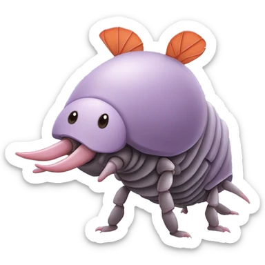 Lavender gray Pig armadillo isopod lobster shrimp pig armadillo darth Vader face sticker
