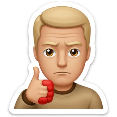 man giving a thumbs-down sticker