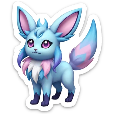 Fluffy celestial Glaceon-Espeon-Sylveon-Umbreon-hybrid, full body sticker