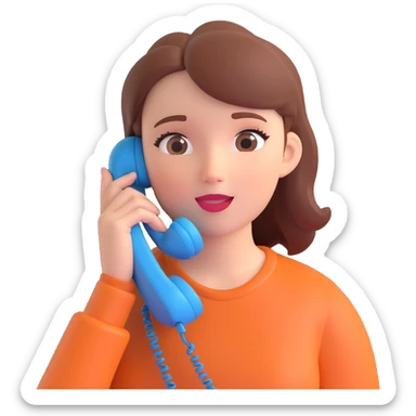 girl talking on phone bedroom background, close up pose sticker