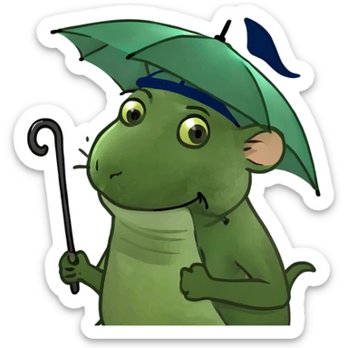 A rat with an umbrella  sticker
