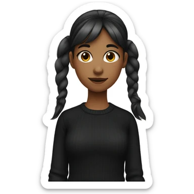 A girl with side ponytail and side bangs wearing a black sweater  sticker